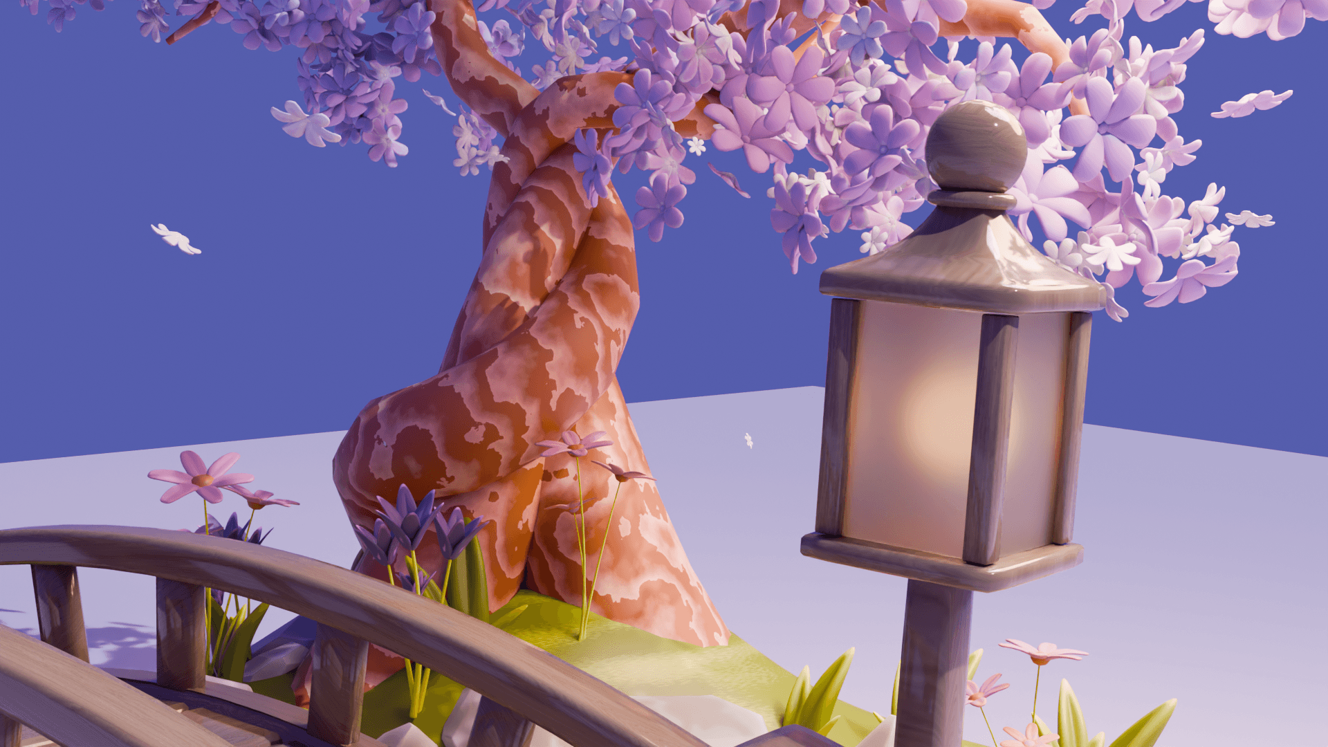 Sakura diorama rendered in Blender